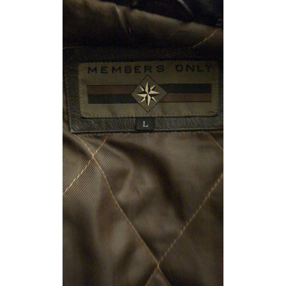 Vintage Mens Dark Brown Genuine Leather Bomber Jacket Members Only Large, Zip Up - Picture 8 of 10
